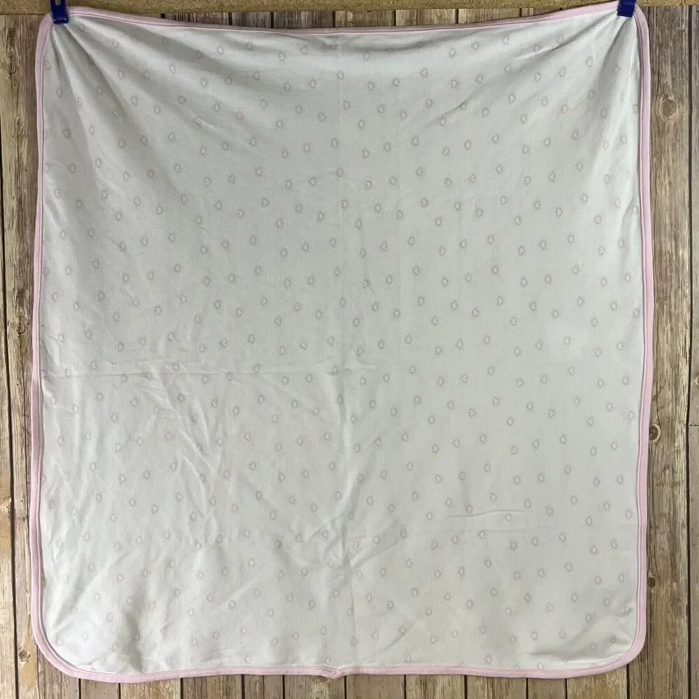 Precious Firsts by Carter’s White Pink Heart Baby Blanket Cotton Stretch Jersey